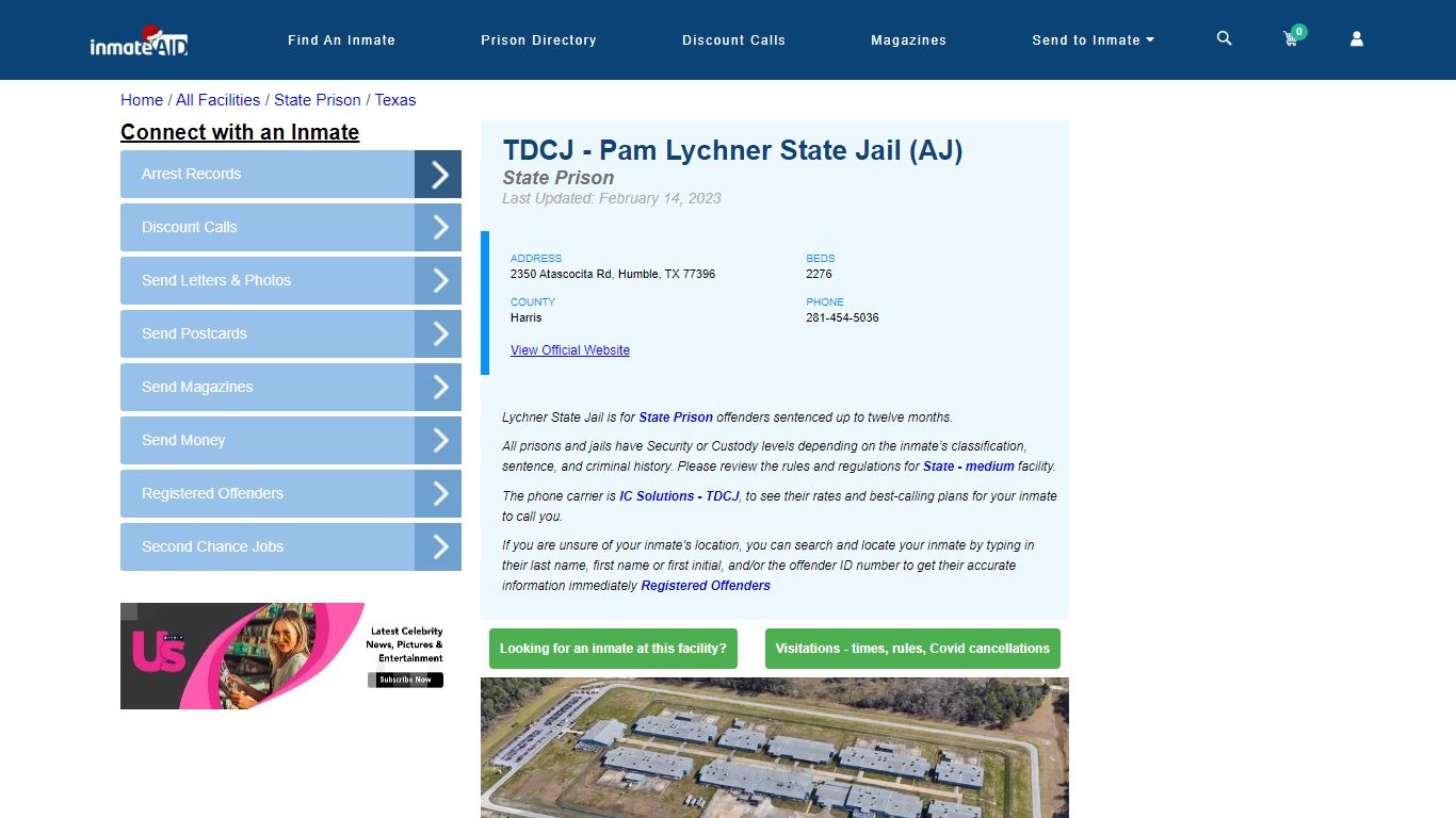 TDCJ - Pam Lychner State Jail (AJ) & Inmate Search - Humble, TX